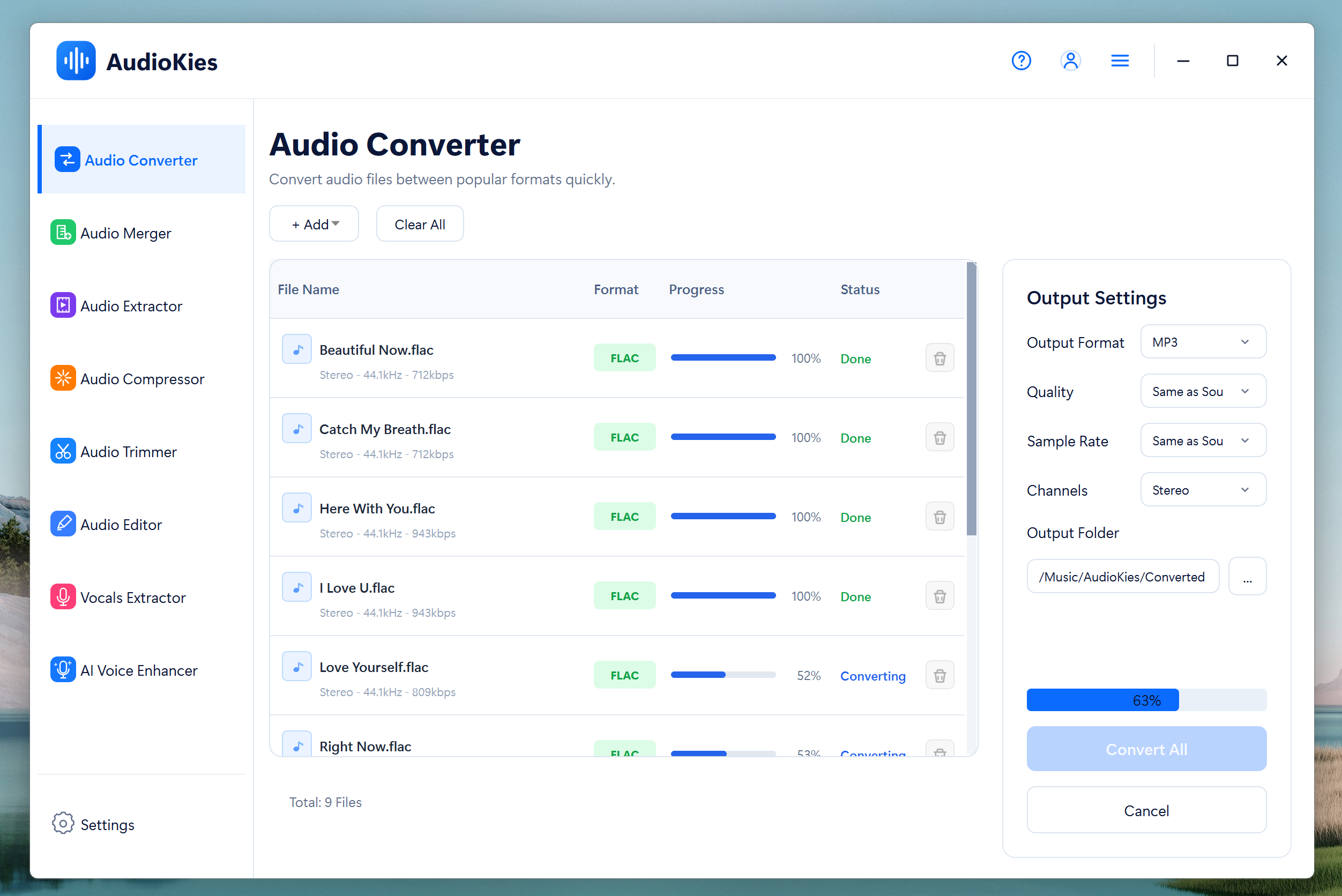 Open folder after conversion