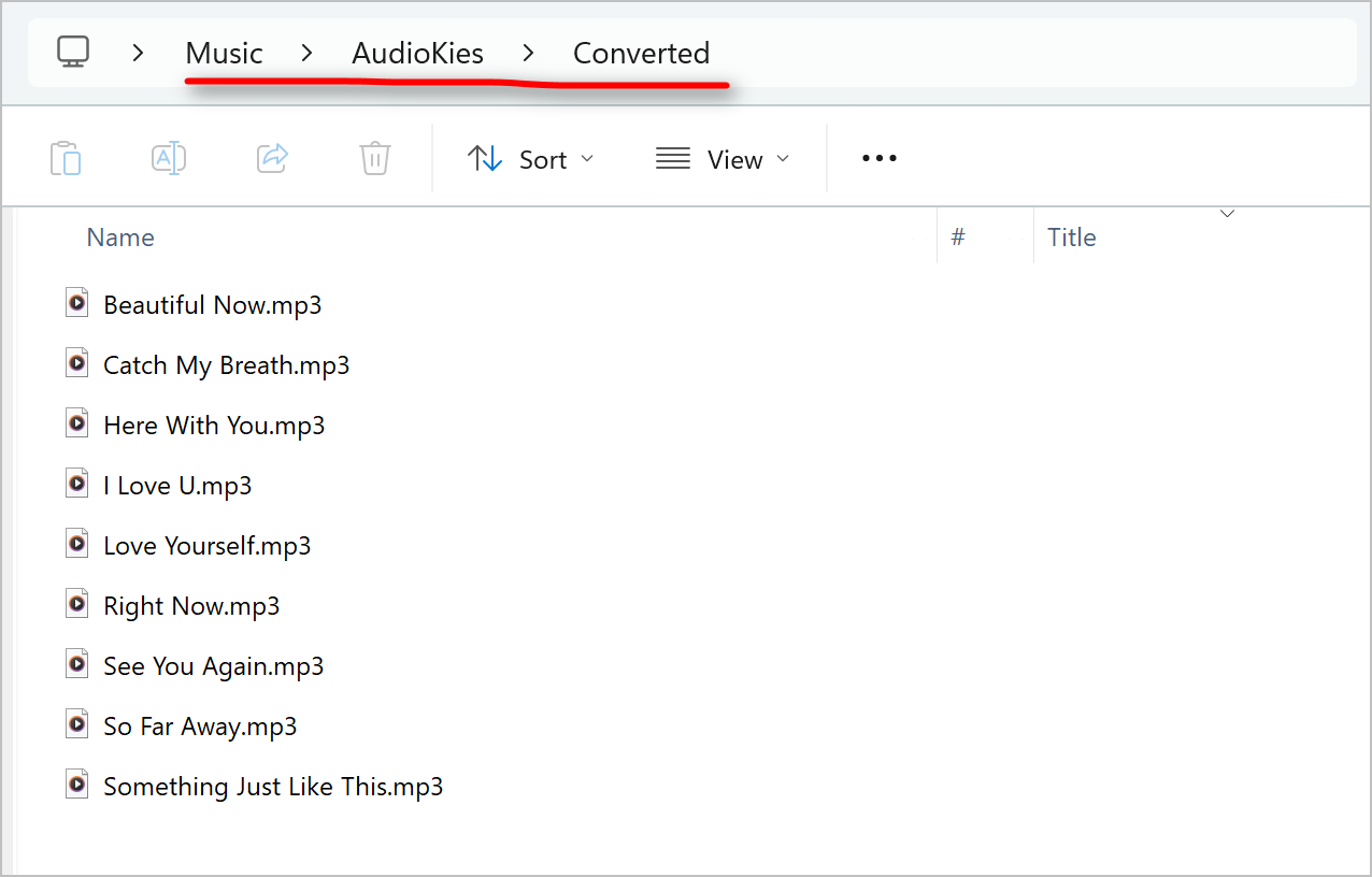 Open folder