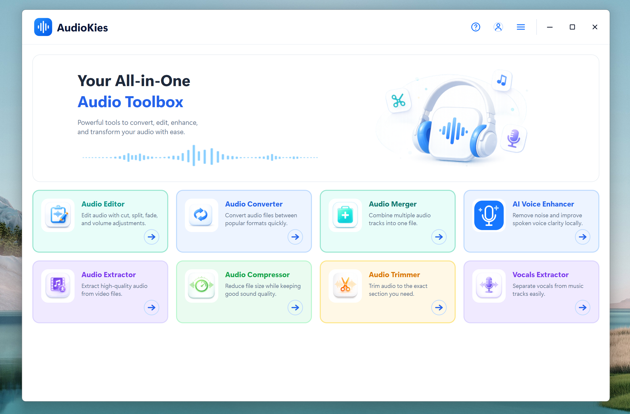 AudioKies home screen